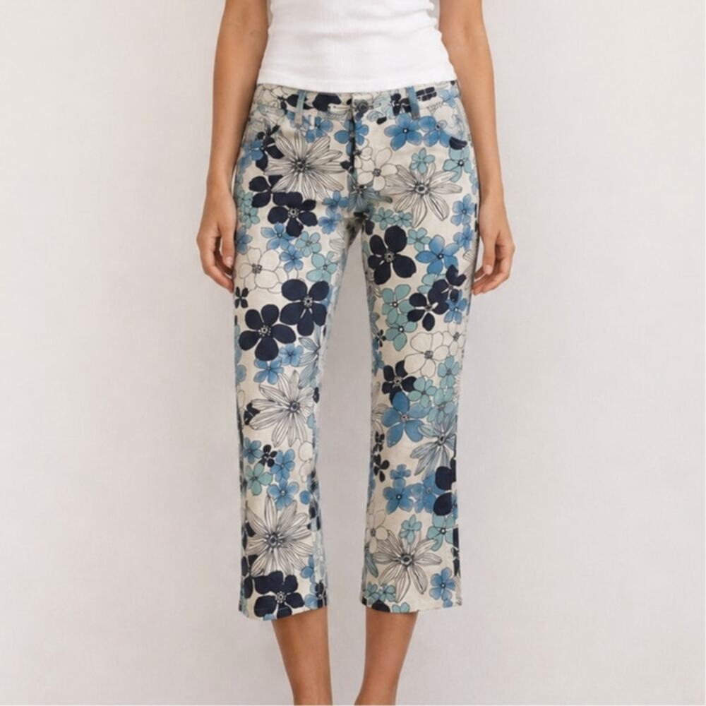 Abercrombie & Fitch Vintage Y2K Floral Capri Pants Cotton Floral Preppy Size 6